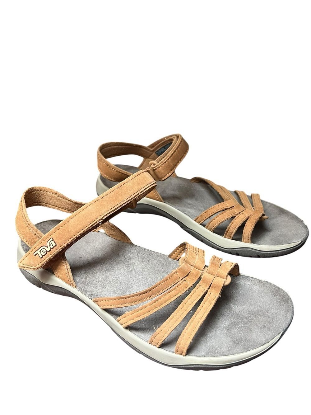 Teva Elzada Sandals Womens Size 9 Tan Leather Strappy Comfort Walking Outdoor